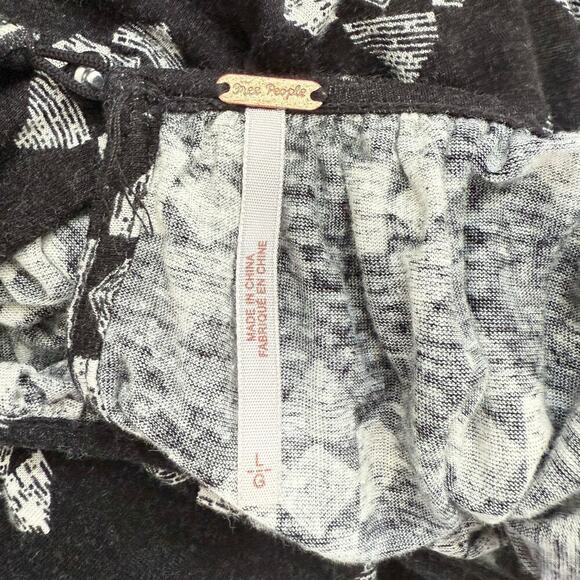 Free People Linen Blend Dazed‎ Swing Crop Top Black White Geo Print, Size Large - Picture 5 of 16